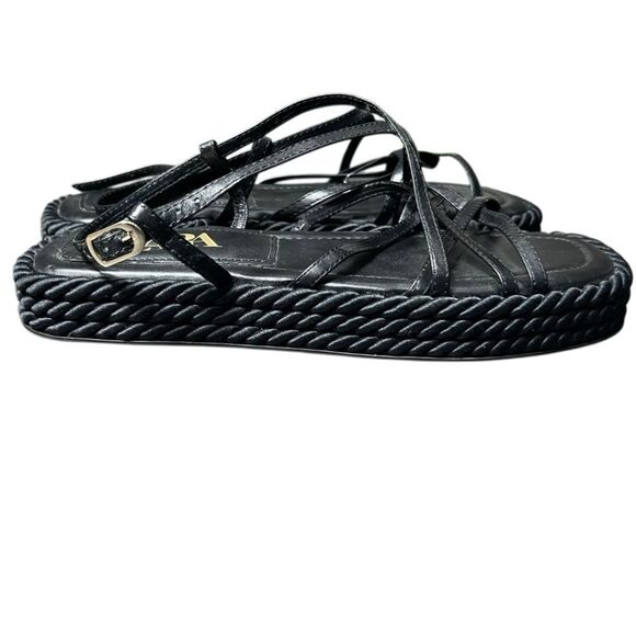 Zara black leather rope platform sandals Size 40 - Picture 4 of 13